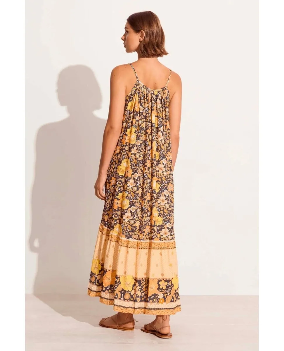 Hibiscus Lane Strappy Maxi Dress Licorice