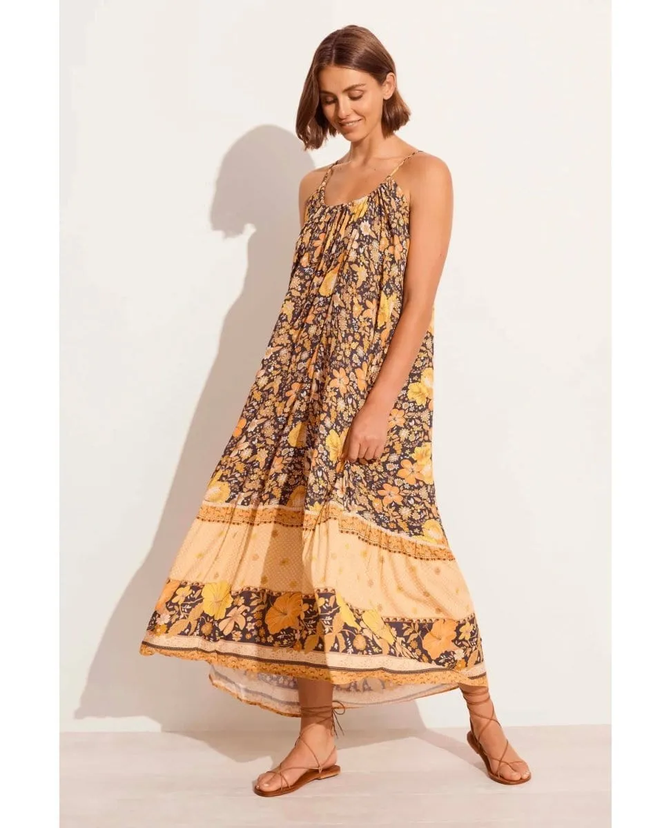 Hibiscus Lane Strappy Maxi Dress Licorice