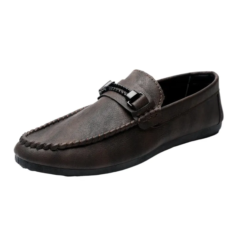 High-end formal wear summer soft sole business work waterproof and lightweight leather surface men's loafu beanie shoes men's thick sole breathable