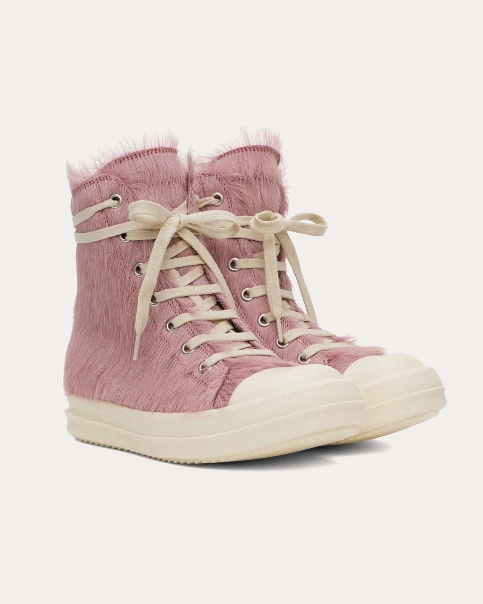High Hair On Leather Dusty Pink / Milk / Milk High Top Sneakers