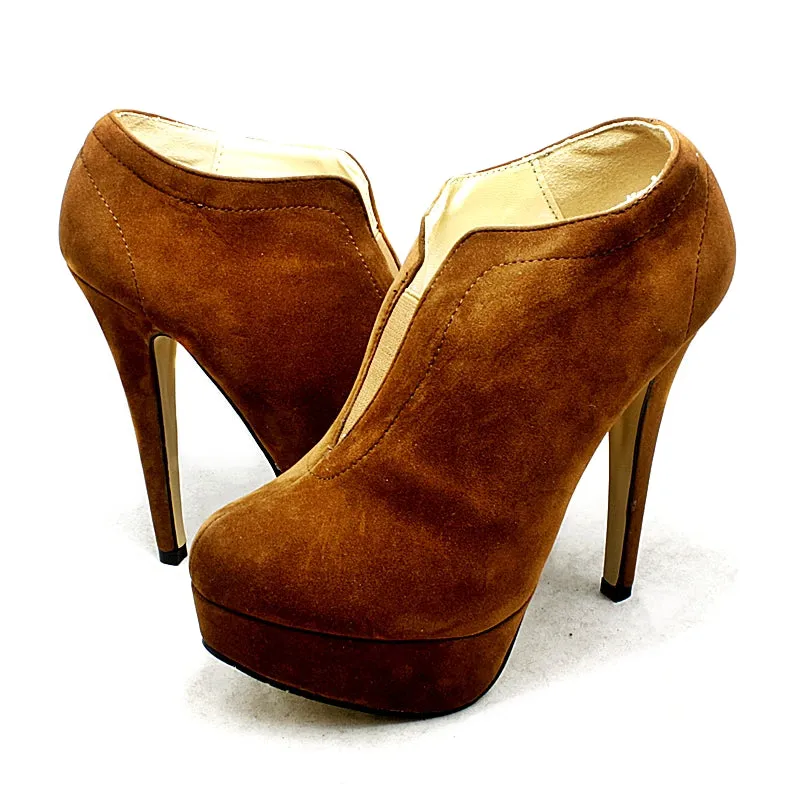 High Heel slip on shoe boots with platform   heel