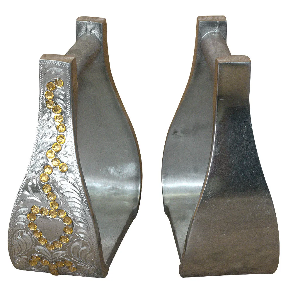 HILASON Horse Western Saddle Engraved Metal Roper Stirrups | Roper Stirrups | Horse Riding Stirrups | Engraved Stirrups | Metal Saddle Stirrups | Trail Riding Stirrups
