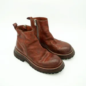 Horse Leather Chelsea Boots Leather Sole Short Boots For Women Side Zip In Brown/Coffee