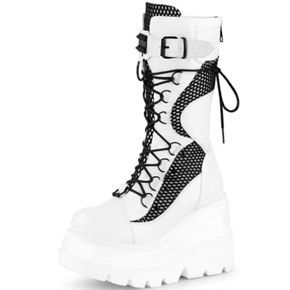 Joskaa  Gothic Style Platform Vampire Cosplay Women Mid-calf Boots 2024 Winter Wedges Comfy Women Motorcycle Boots Shoes