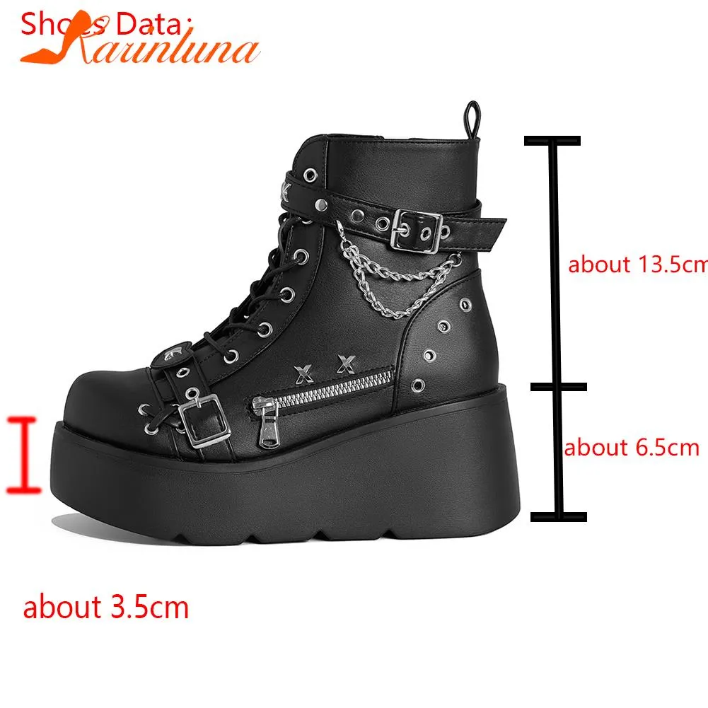 Joskaa  Gothic Style Platform Vampire Cosplay Women Mid-calf Boots 2024 Winter Wedges Comfy Women Motorcycle Boots Shoes
