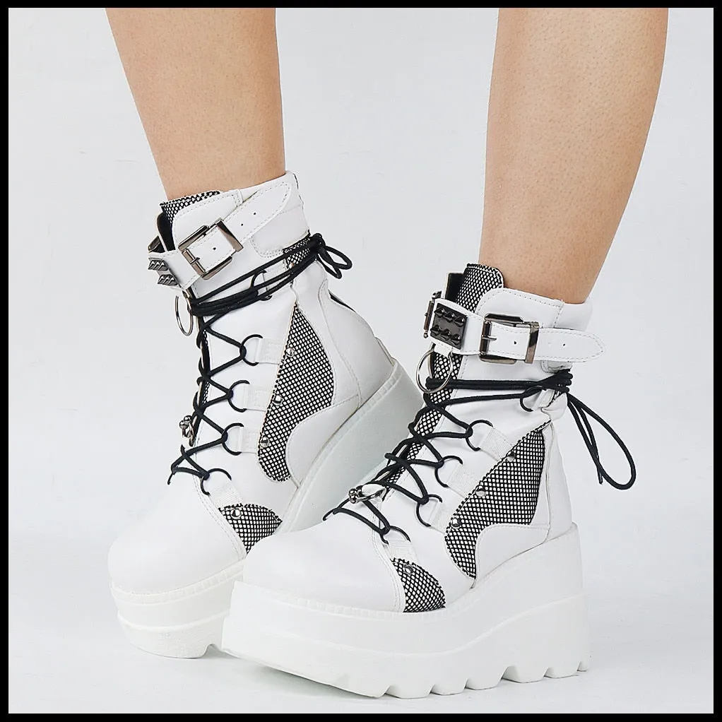 Joskaa  Gothic Style Platform Vampire Cosplay Women Mid-calf Boots 2024 Winter Wedges Comfy Women Motorcycle Boots Shoes