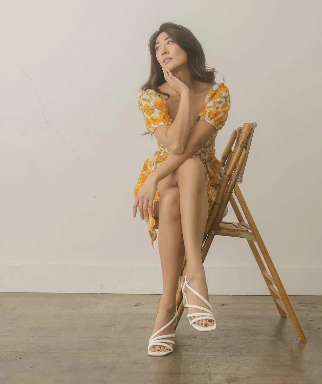 Kaitlyn Wooden Heel Sandal in White