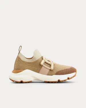 Kate Fabric Gold / Brown Slip On Sneakers