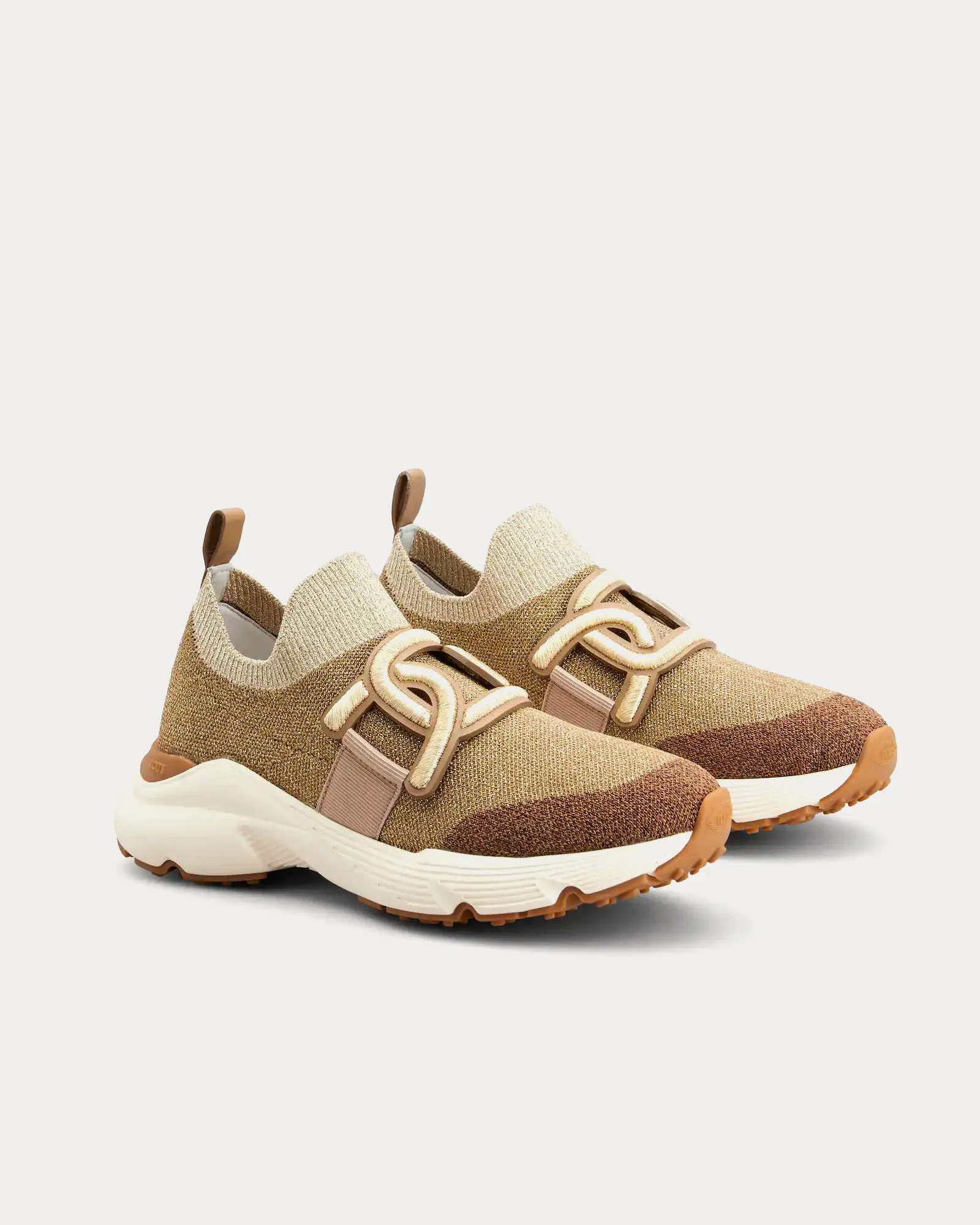 Kate Fabric Gold / Brown Slip On Sneakers