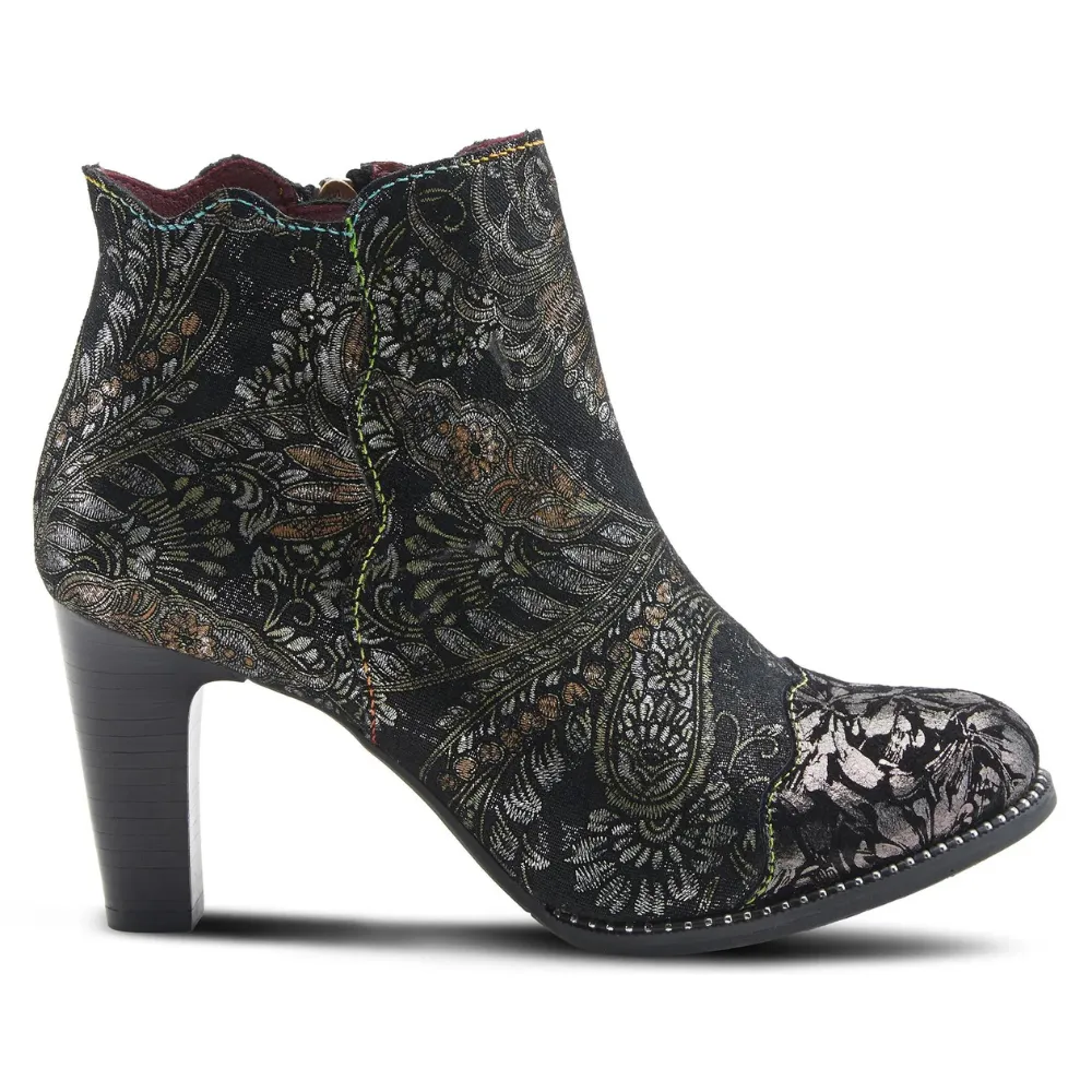 L'artiste By Spring Step Smokinhot Black Multi Heeled Booties (Women's)