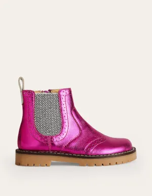 Leather Chelsea Boots-Bright Pink Metallic