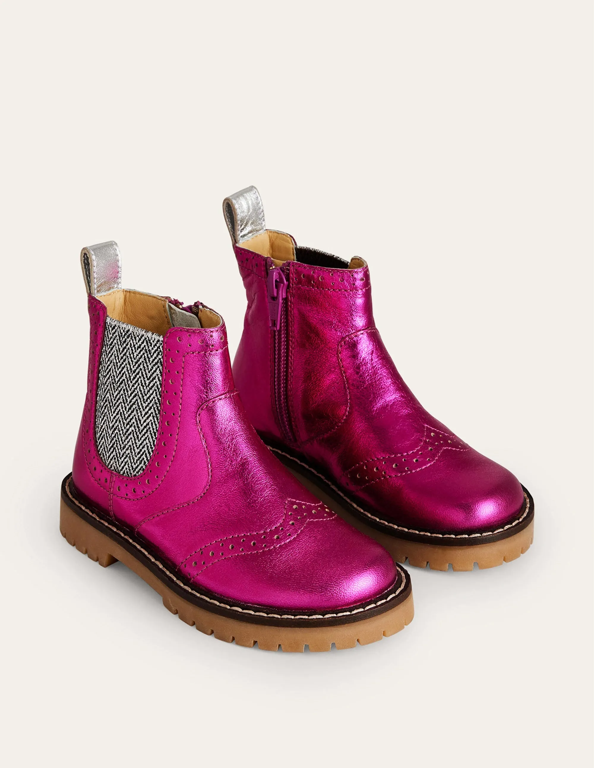 Leather Chelsea Boots-Bright Pink Metallic