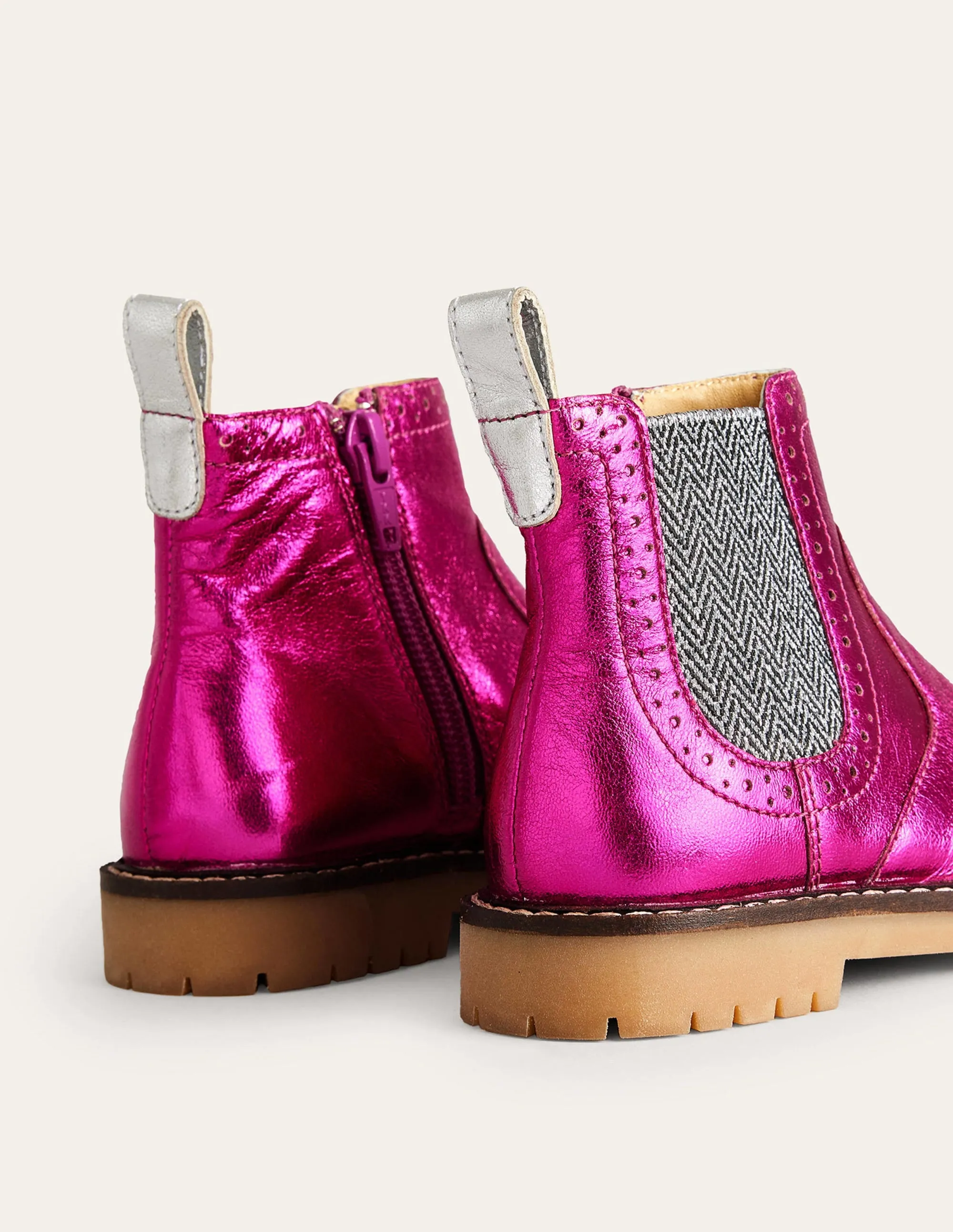 Leather Chelsea Boots-Bright Pink Metallic