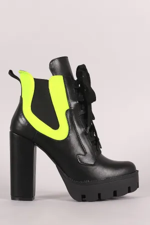 Lug Sole Platform Chunky Heeled Lace-Up Booties