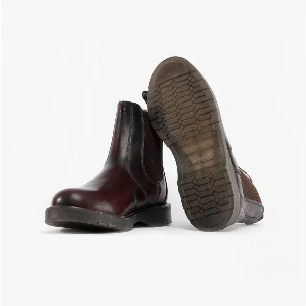 M186BD Unisex Leather Gusset Chelsea Boots Burgundy