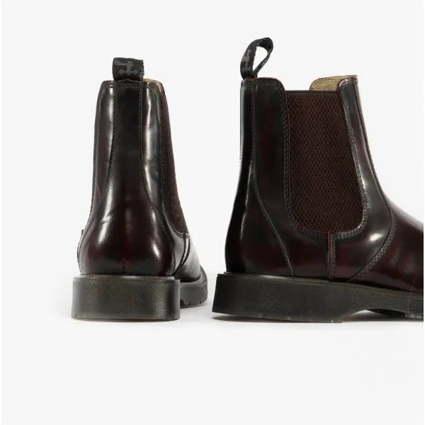 M186BD Unisex Leather Gusset Chelsea Boots Burgundy