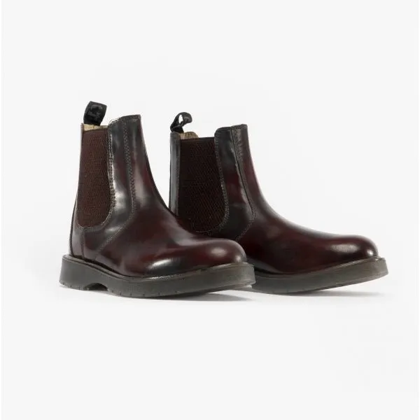 M186BD Unisex Leather Gusset Chelsea Boots Burgundy