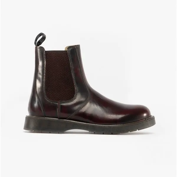 M186BD Unisex Leather Gusset Chelsea Boots Burgundy