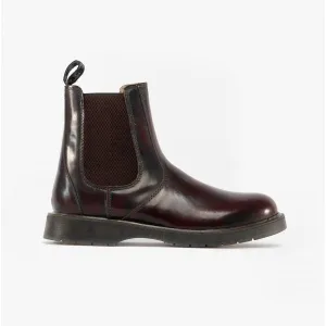 M186BD Unisex Leather Gusset Chelsea Boots Burgundy