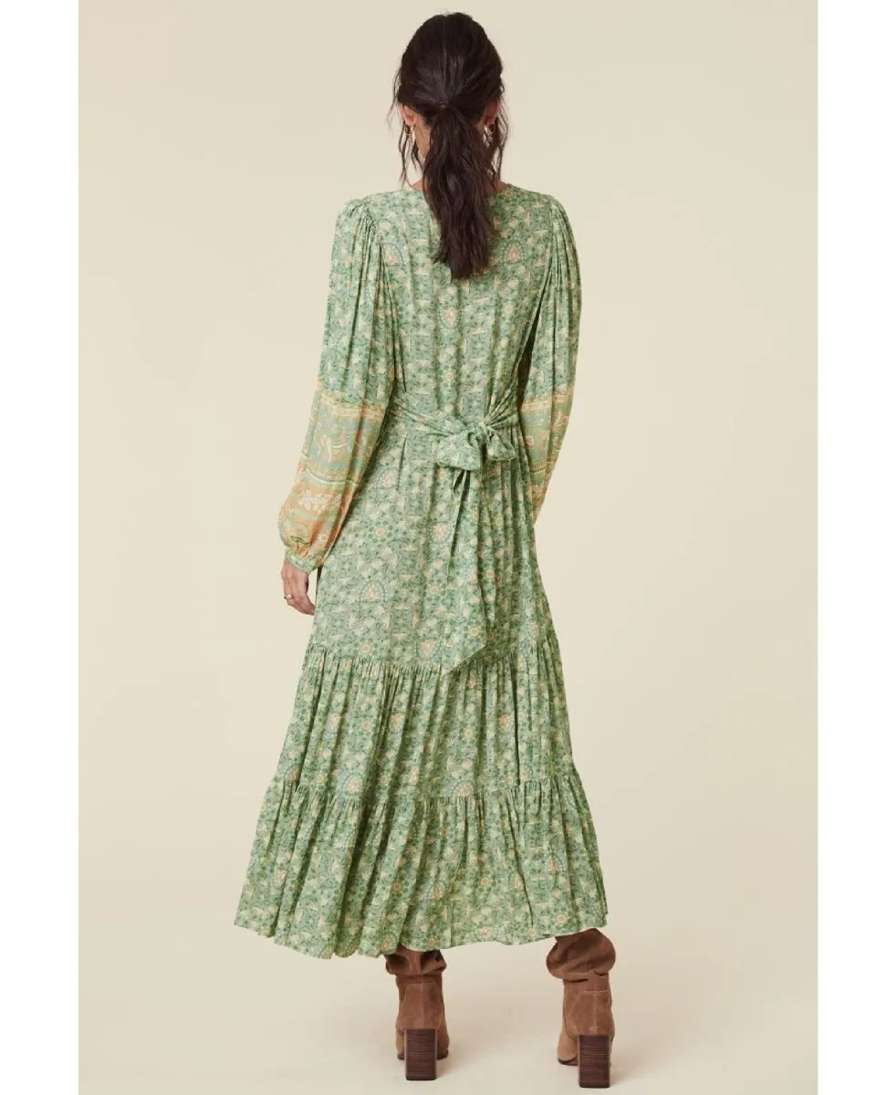 Madame Peacock Button Through Gown Emerald