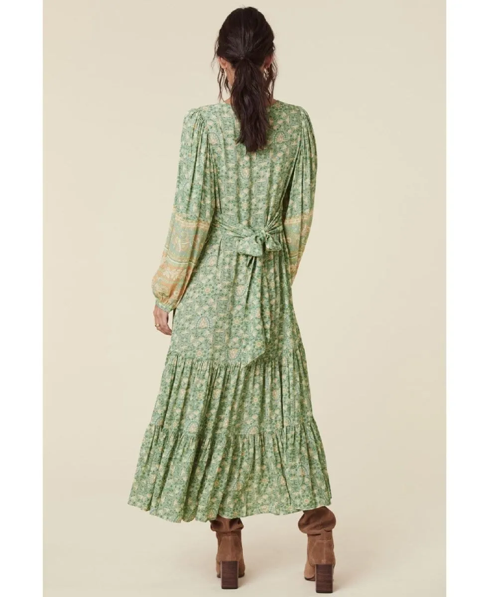 Madame Peacock Button Through Gown Emerald