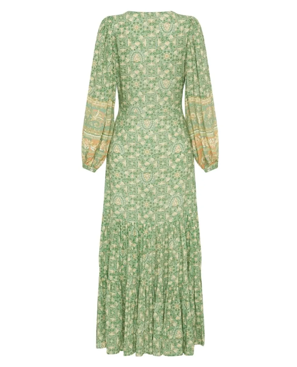 Madame Peacock Button Through Gown Emerald