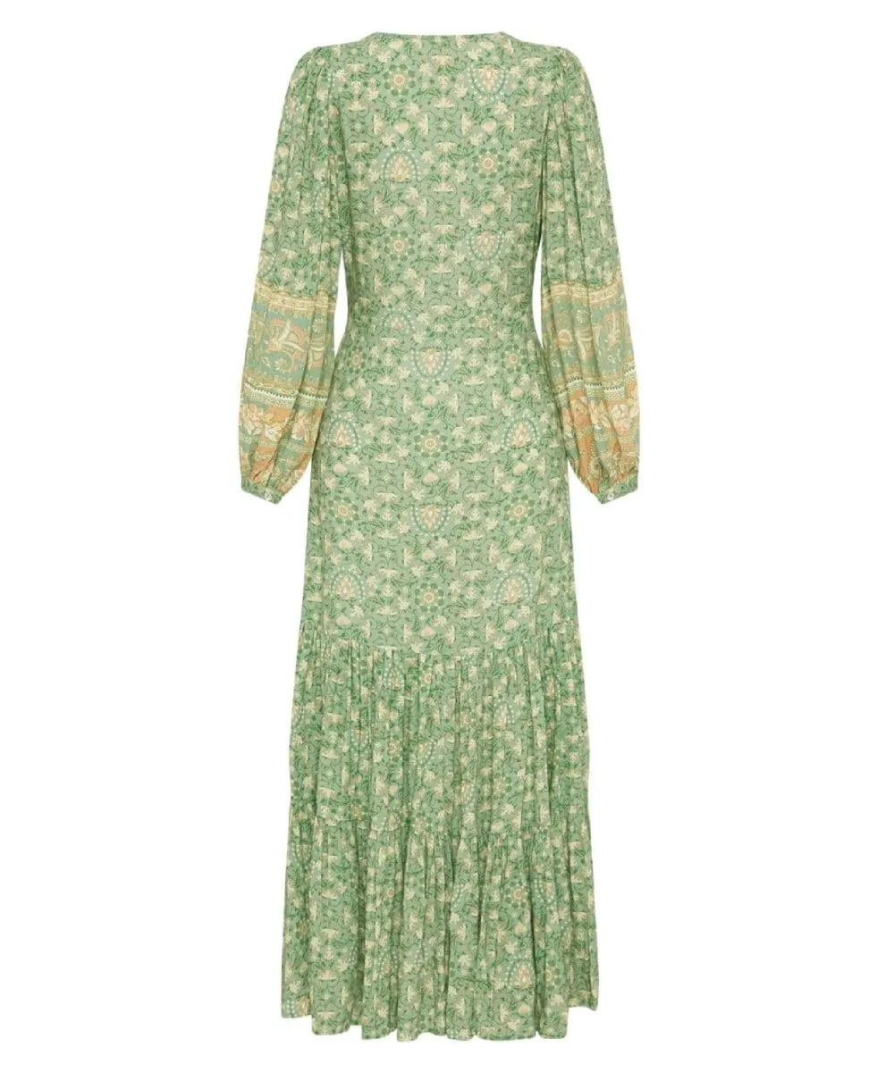 Madame Peacock Button Through Gown Emerald