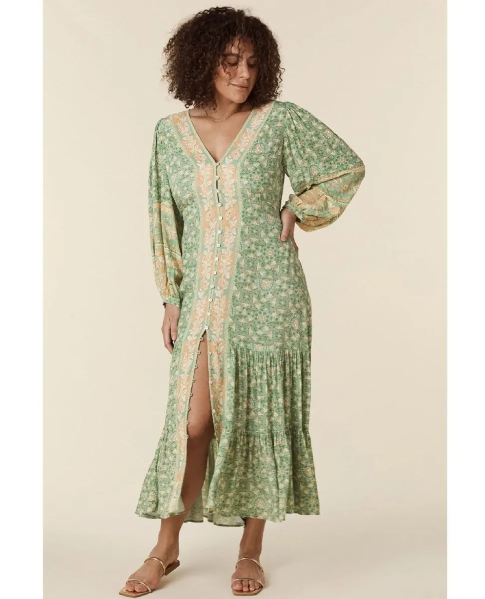 Madame Peacock Button Through Gown Emerald