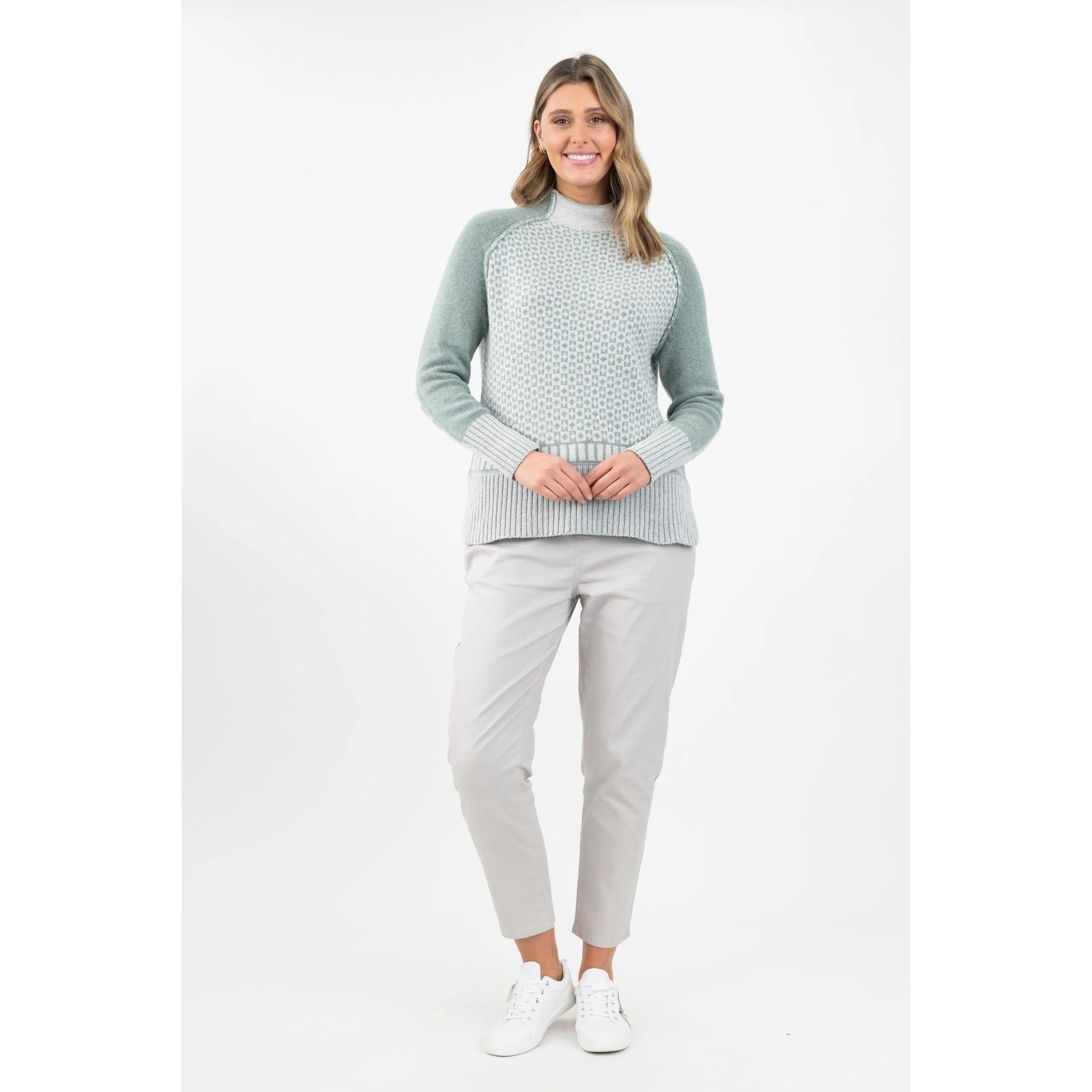 Maglia - High Neck Pullover Damier Sage