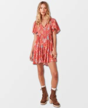 Meadowland Flutter Sleeve Mini Dress - Poppy