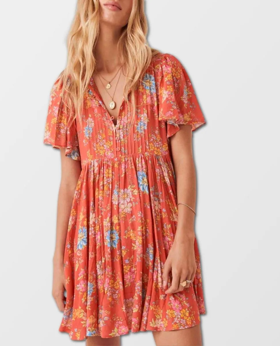 Meadowland Flutter Sleeve Mini Dress - Poppy