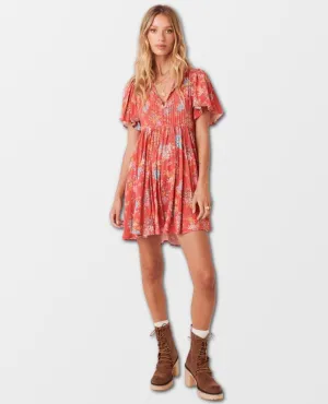 Meadowland Flutter Sleeve Mini Dress - Poppy