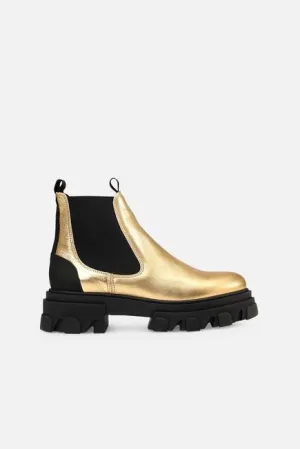 Metallic Leather Boots (Gold)