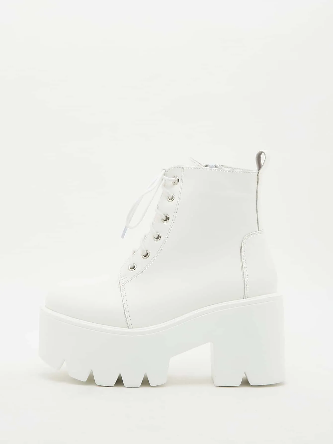 Minimalist Lace-up Front Platform Chunky Boots