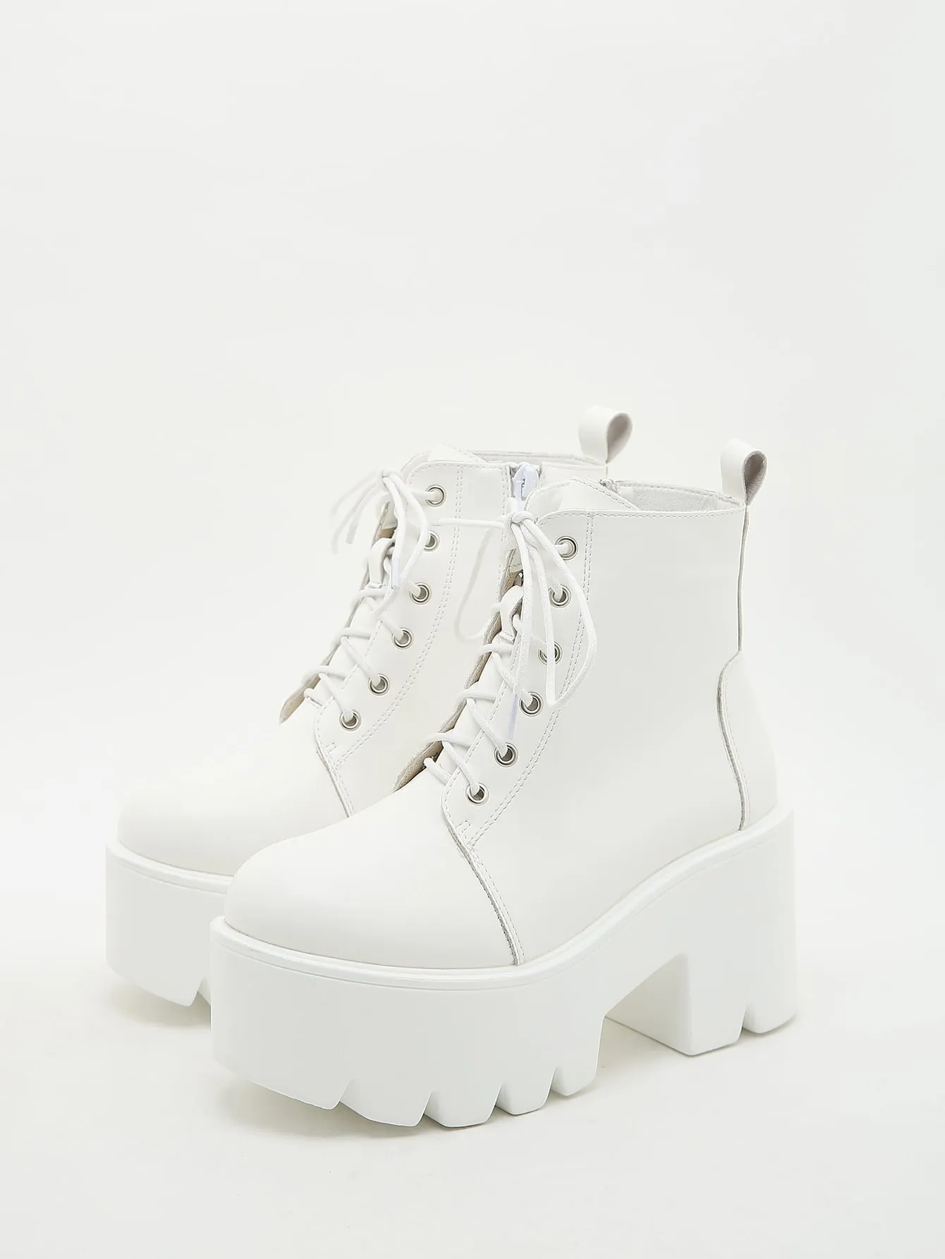 Minimalist Lace-up Front Platform Chunky Boots
