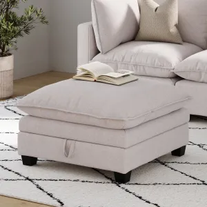 Modern Linen Hidden Storage Ottoman