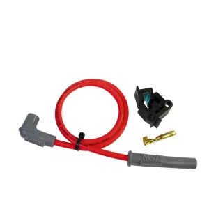 MSD Replacement Super Conductor Spark Plug Wire - (Red) - 90 HEI Distributor Boot, 90 Spark Plug Boot - 48"