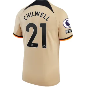 Nike Chelsea Ben Chilwell Third Jersey w/ EPL   No Room For Racism   Club World Cup Patches 22/23 (Sesame/Black)