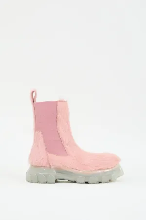 Pink Hair & Leather Beatle Bozo Tractor Chelsea Boot