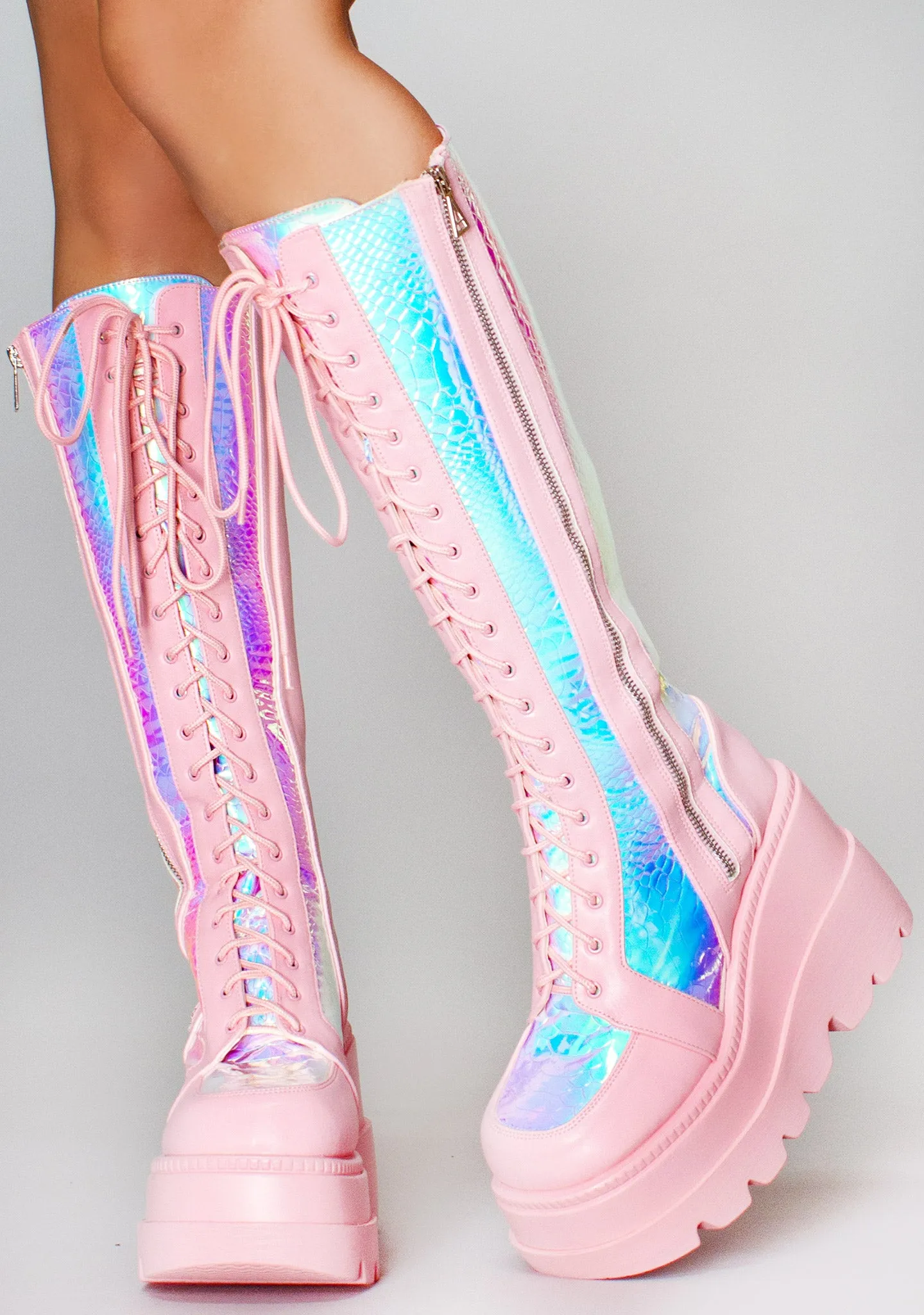 Pink Poison Hi Pink Platform Boots