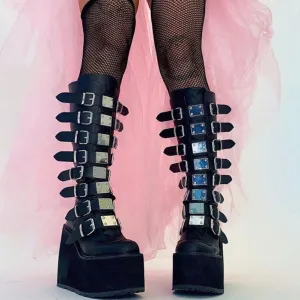 Punk Buckle Platform Boots