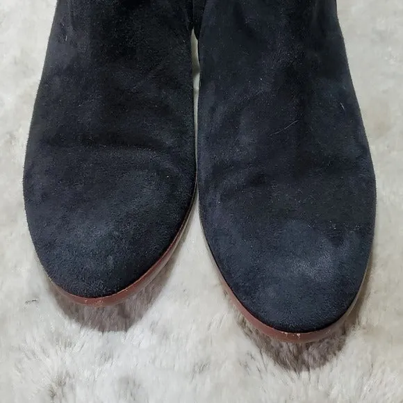 Sam Edelman Black Leather Heeled Ankle Booties w Zippers Size 7.5