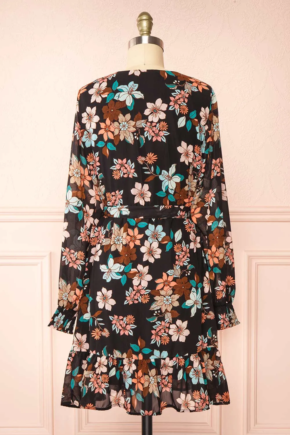 Serafina | Short Floral Wrap Dress w/ Long Sleeves