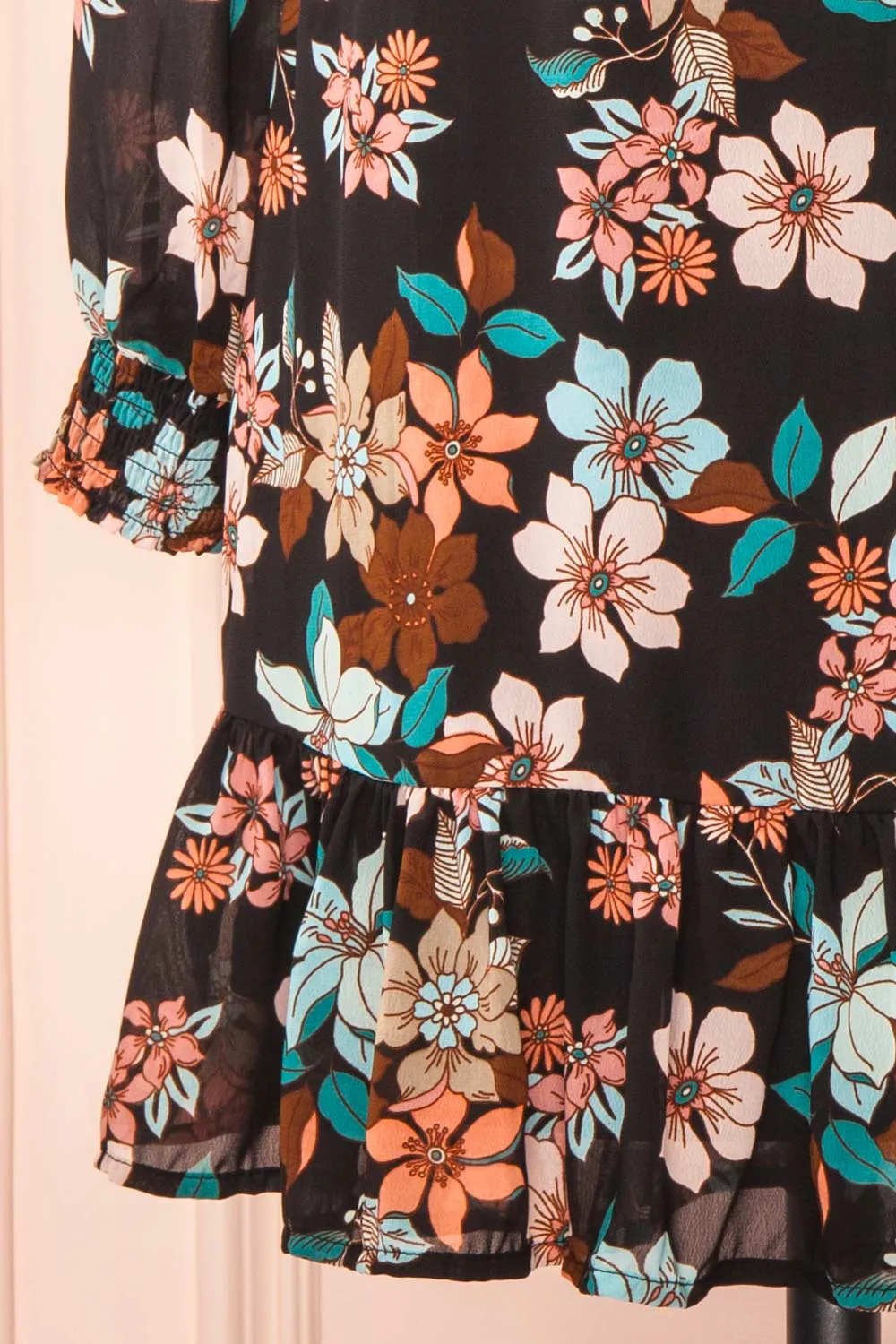 Serafina | Short Floral Wrap Dress w/ Long Sleeves