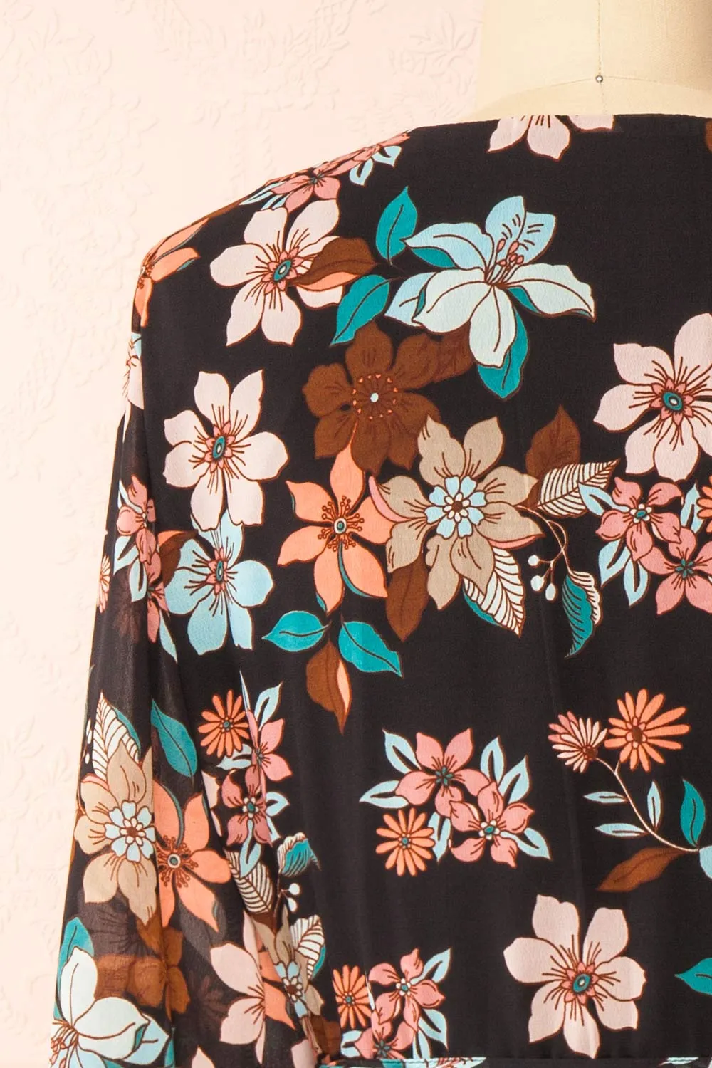 Serafina | Short Floral Wrap Dress w/ Long Sleeves