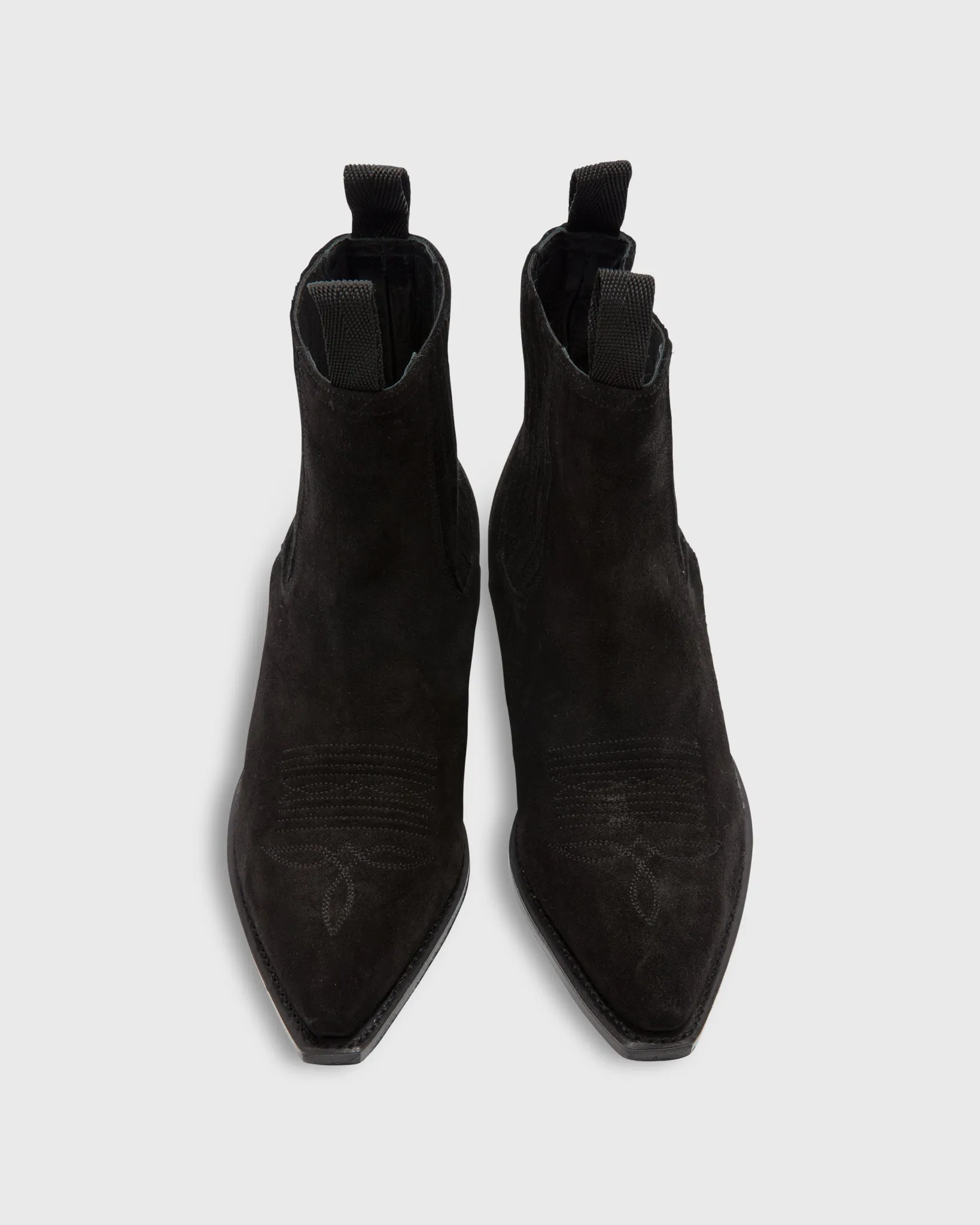 Short Cowboy Boot in Black Suede
