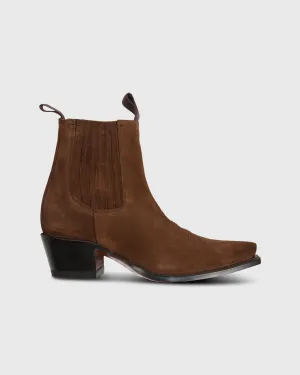 Short Cowboy Boot in Brown Suede