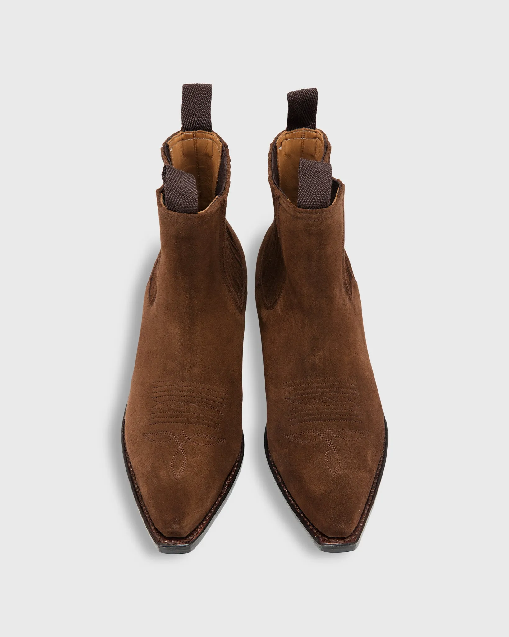 Short Cowboy Boot in Brown Suede