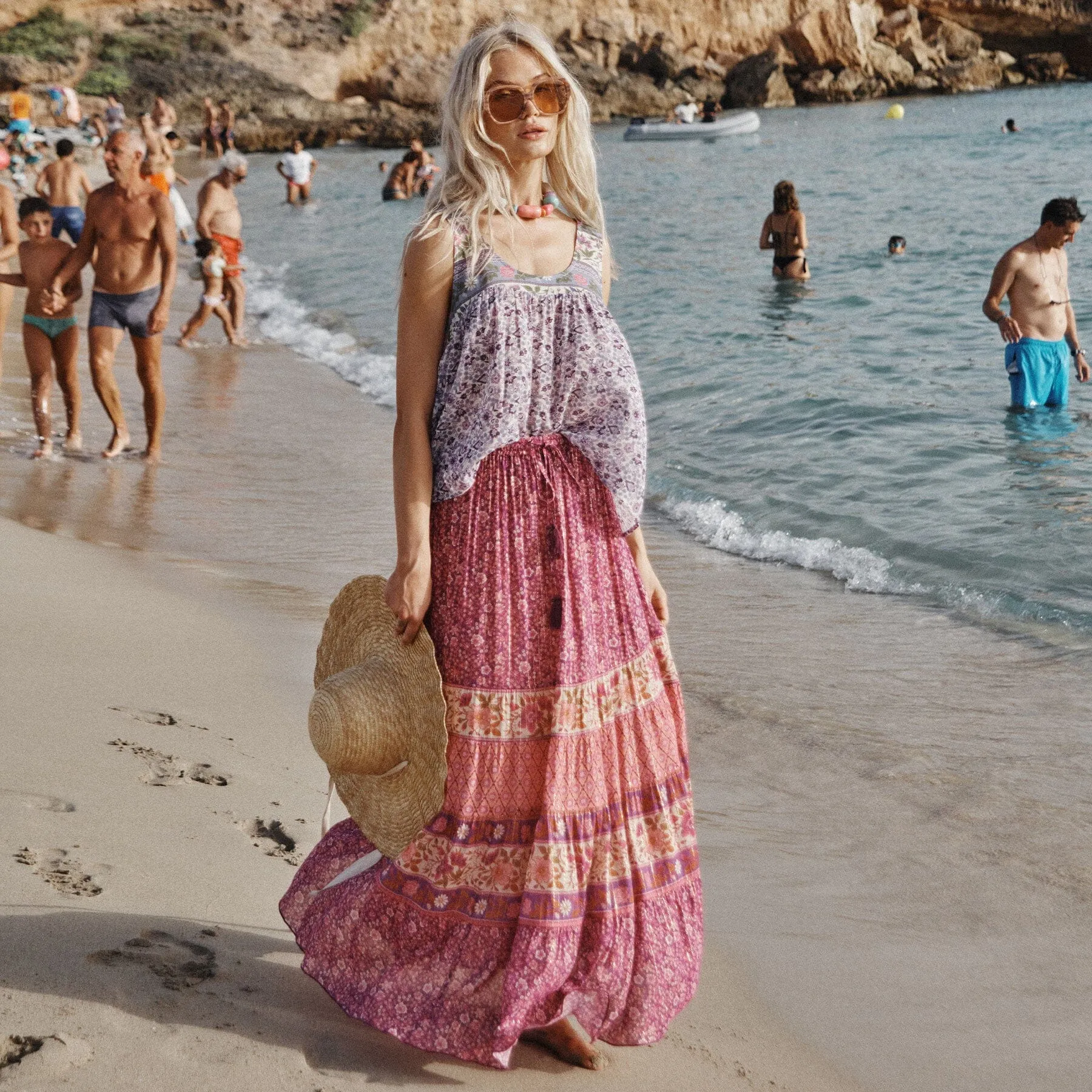 Sienna Maxi Skirt | Fuchsia