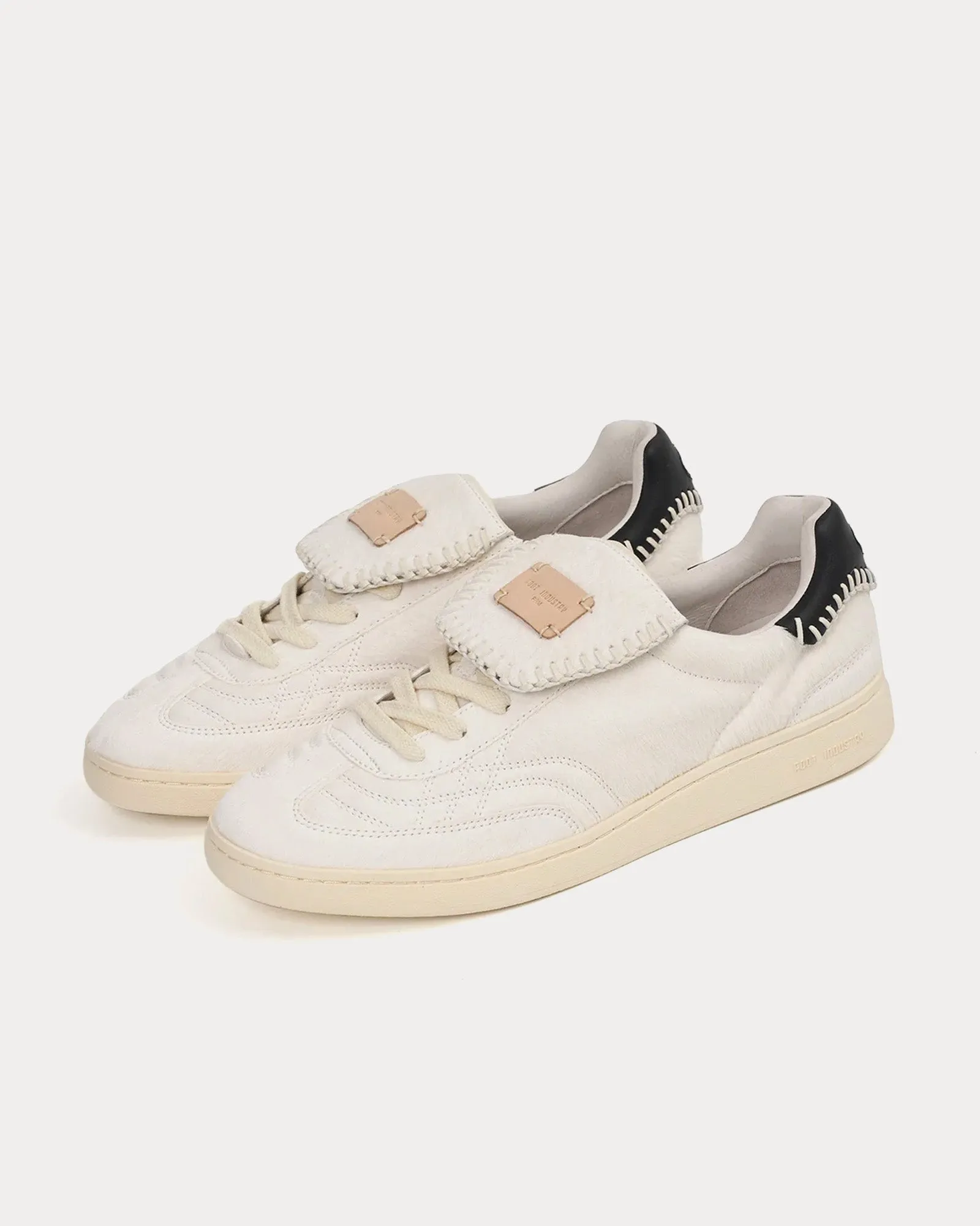 Soccer Horsehair Antique White Low Top Sneakers